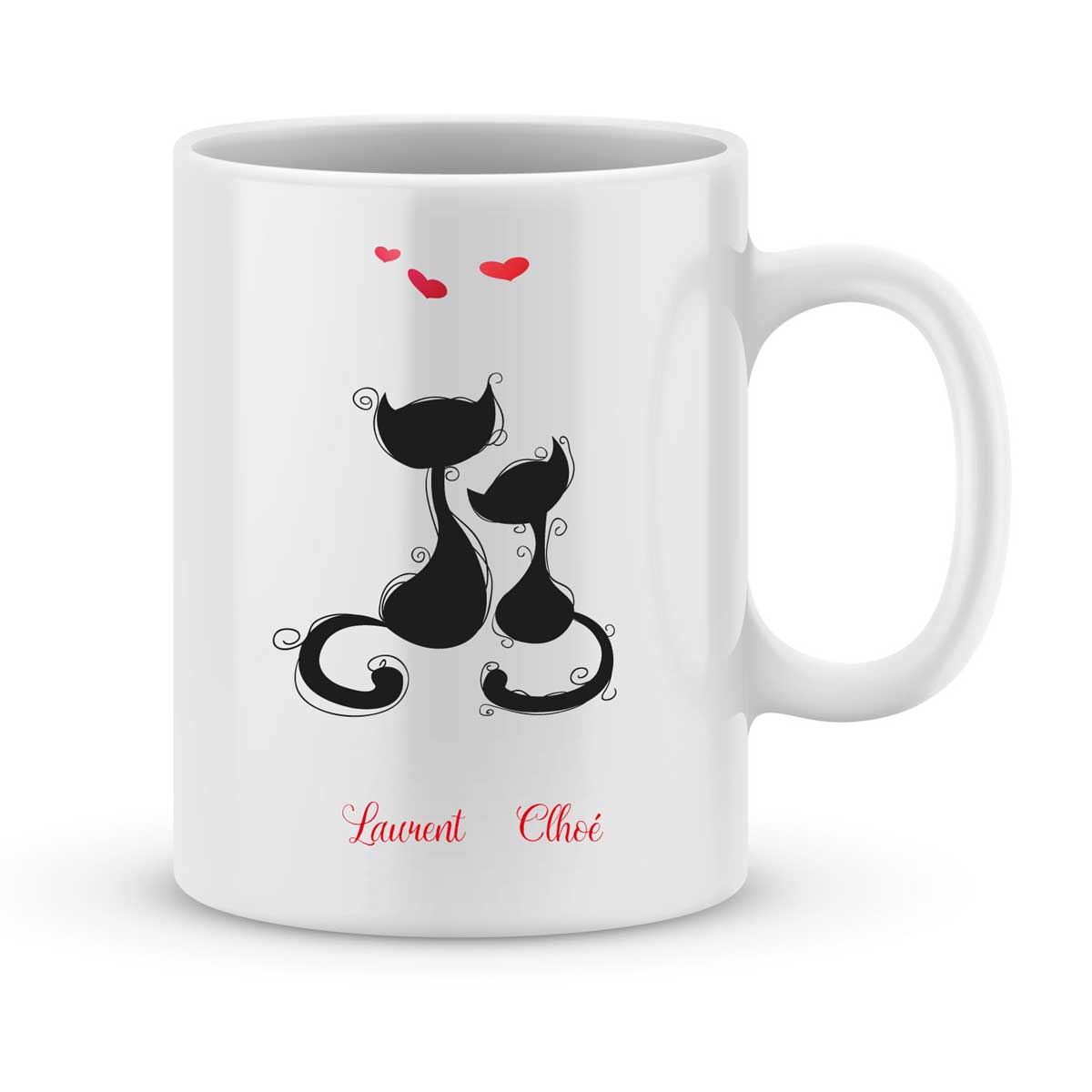 Mug personnalisé avec un prénom chat amoureux - Joli Mug