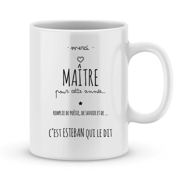 Mug personnalisé avec un prénom merci maître