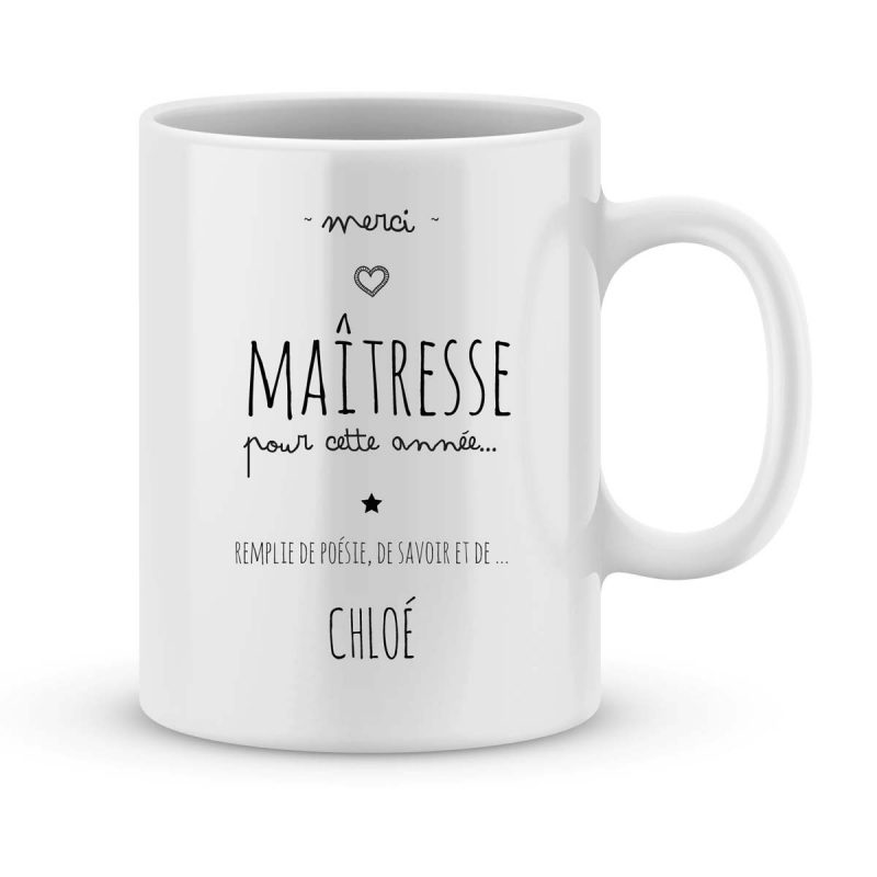 Mug Maîtresse Personnalisé Haute Qualité Imprimé En France Joli Mug 