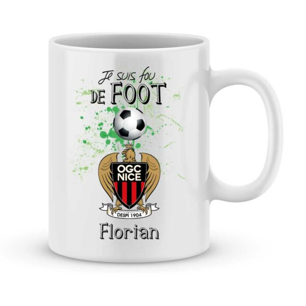 Mug personnalisé avec un prénom foot Nice