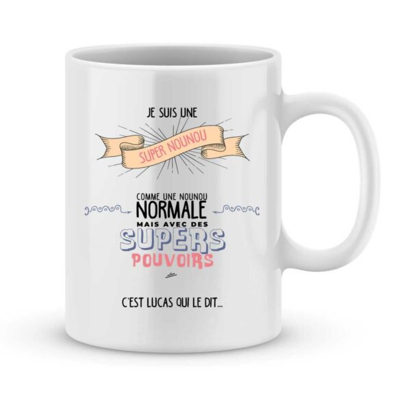 Mug personnalisé avec un prénom super nounou