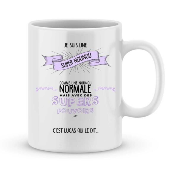 Mug personnalisé avec un prénom super nounou