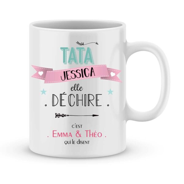 Mug personnalisé avec un prénom ma tata elle déchire