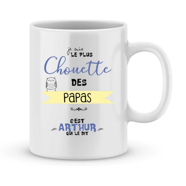 Mug personnalisé avec un prénom le plus chouette des papas