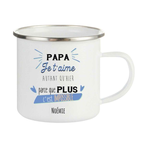 Tasse personnalisée émaillée papa je t'aime