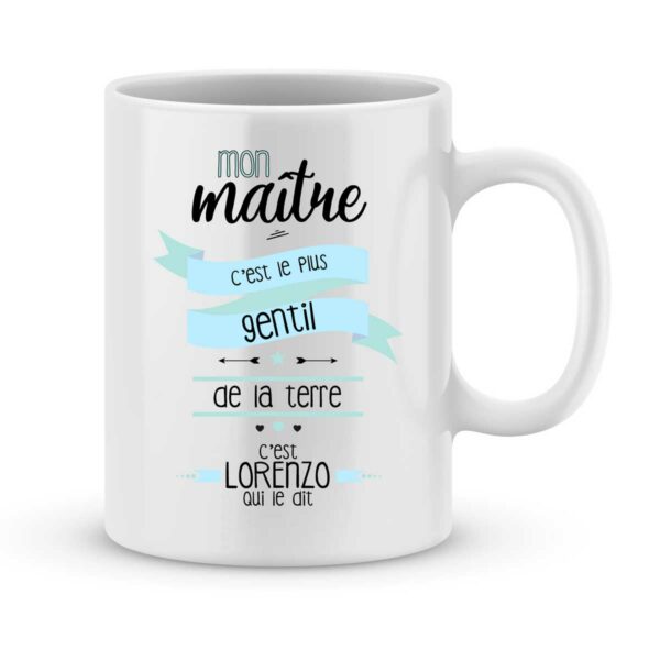 Mug personnalisé avec un prénom mon maître est gentil