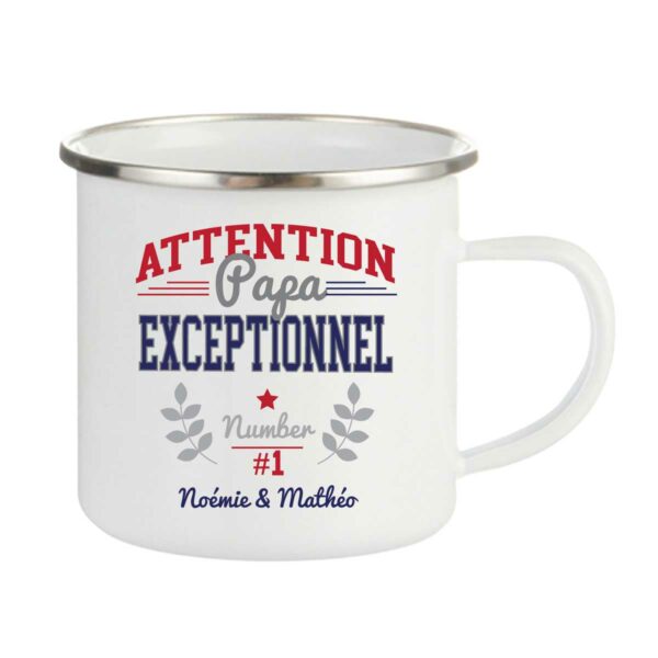 Tasse personnalisée émaillée papa exceptionnel