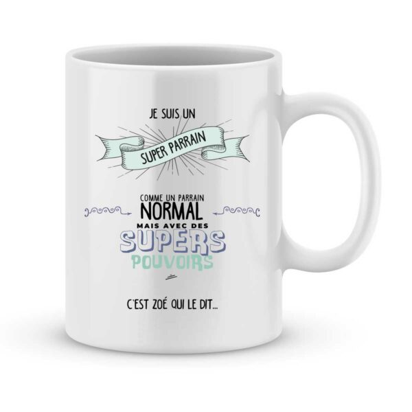 Mug personnalisé avec un prénom super parrain