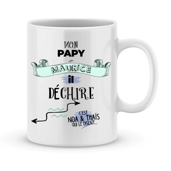 Cadeau papy - Mug personnalisé papy déchire avec prénom