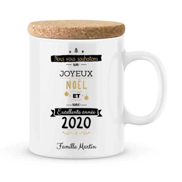 Cadeau personnalisé. Mug Joyeux Noël et excellente année 2020