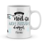 Cadeau parrain. Mug personnalisé prénom joyeux noël parrain