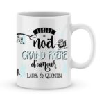 Cadeau frère. Mug personnalisé prénom joyeux noël grand frère