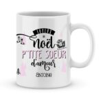 Cadeau soeur. Mug personnalisé joyeux noël p'tite soeur