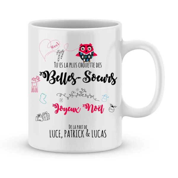 Cadeau noël belle-soeur. Mug personnalisé joyeux noël