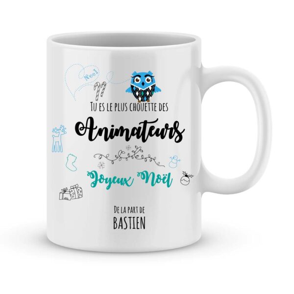 Cadeau noël animateur. Mug personnalisé joyeux noël