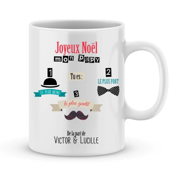 Cadeau papy. Mug personnalisé joyeux noël mon papy