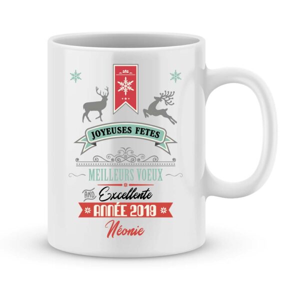 Cadeau personnalisé. Mug joyeux noël et bonne année 2019