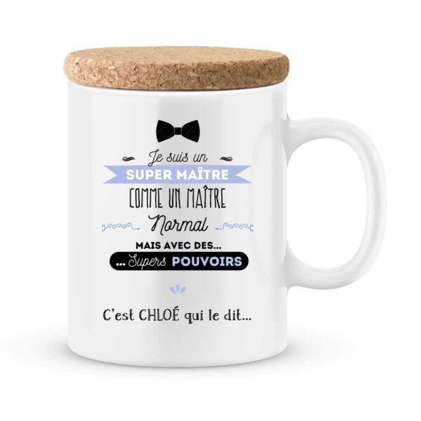 Cadeau maître I Mug personnalisé avec prénom maître supers pouvoirs