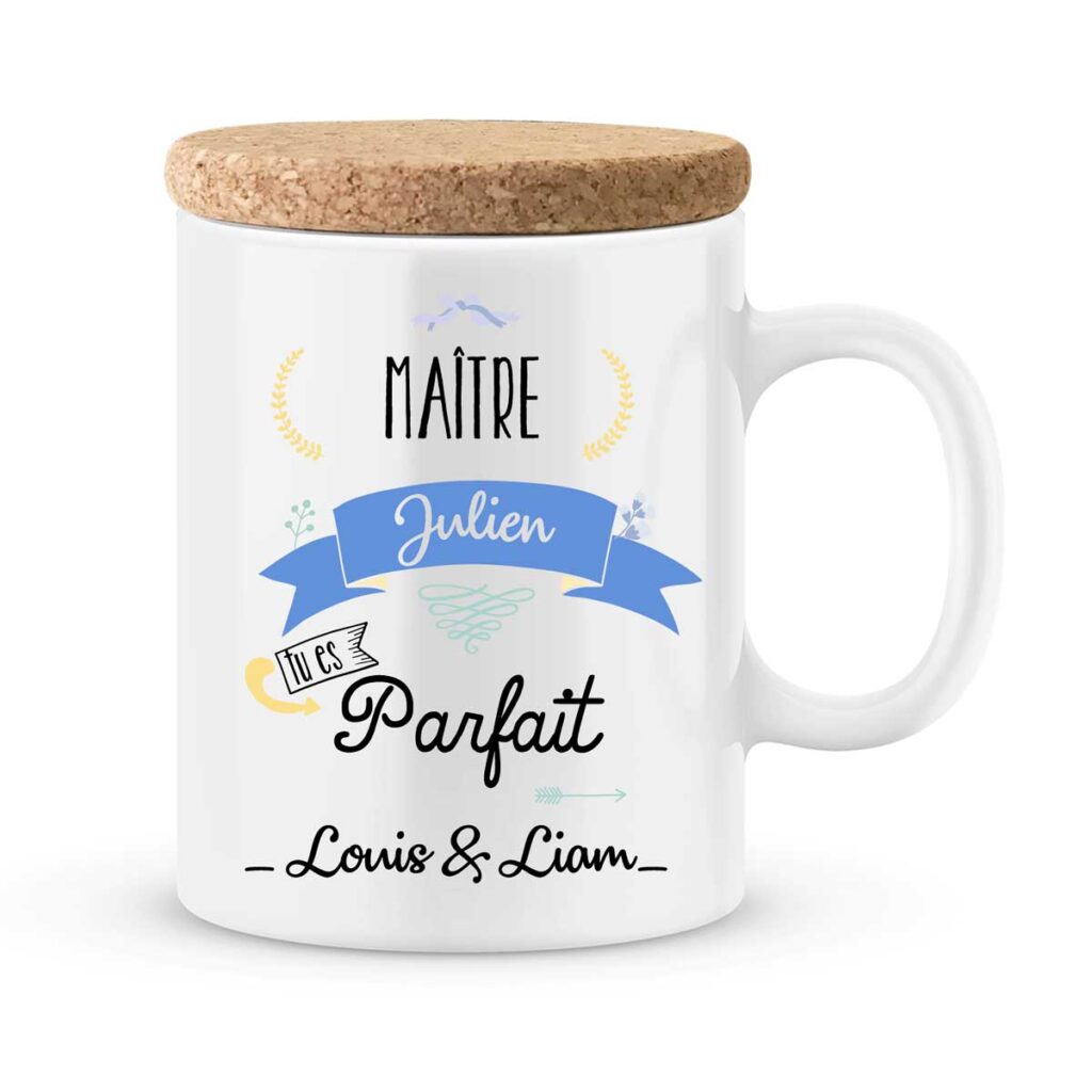 Cadeau maître. Mug personnalisé maître tu es parfait avec prénoms