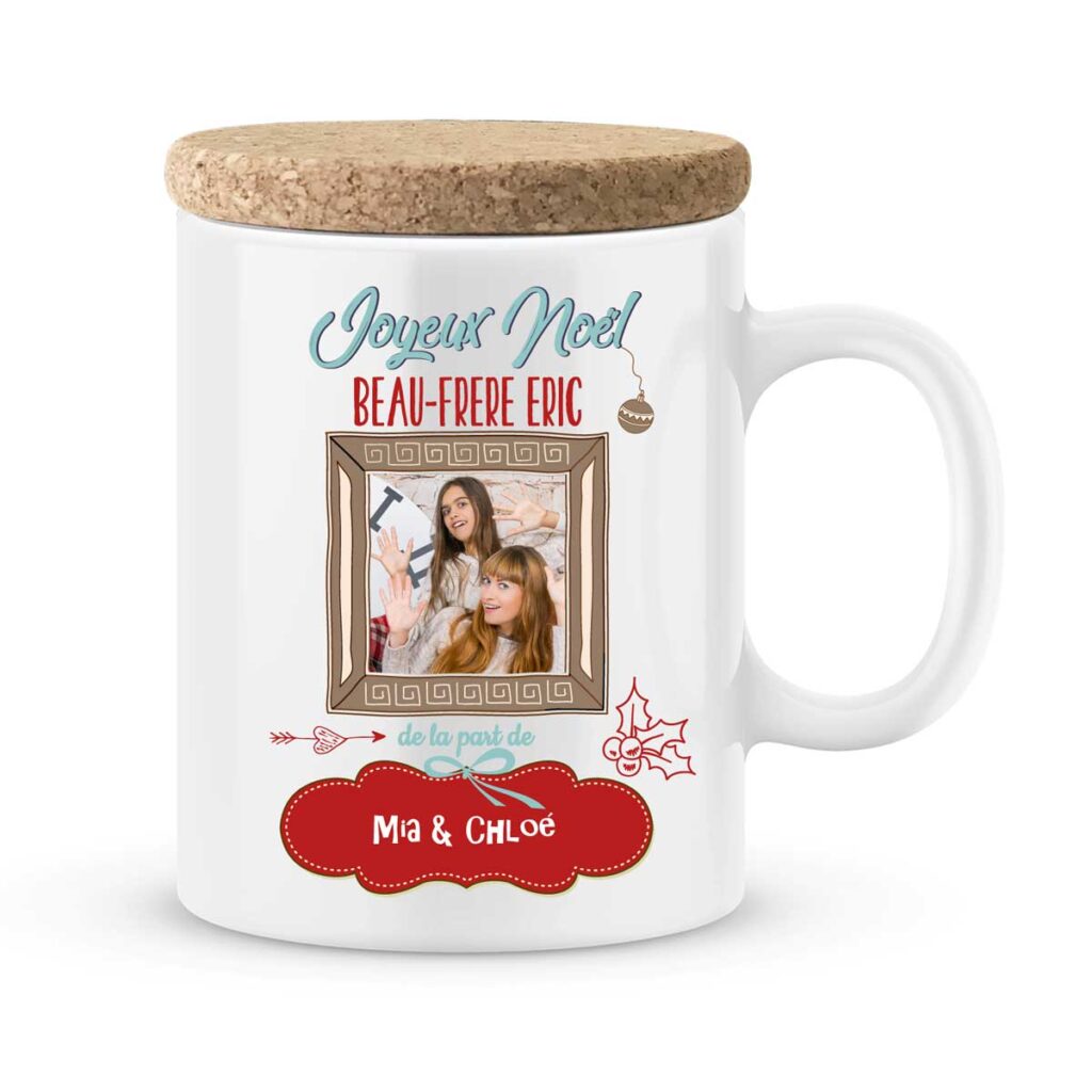 Cadeau noël beaufrère. Mug personnalisé beaufrère joyeux noël