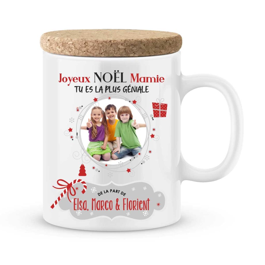 Cadeau noël pour mamie. Mug joyeux noël personnalisé mamie