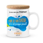 Cadeau maître. Mug personnalisé maître presque parfait avec prénoms