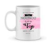 Cadeau nounou. Mug personnalisé prénom & photo nounou au top