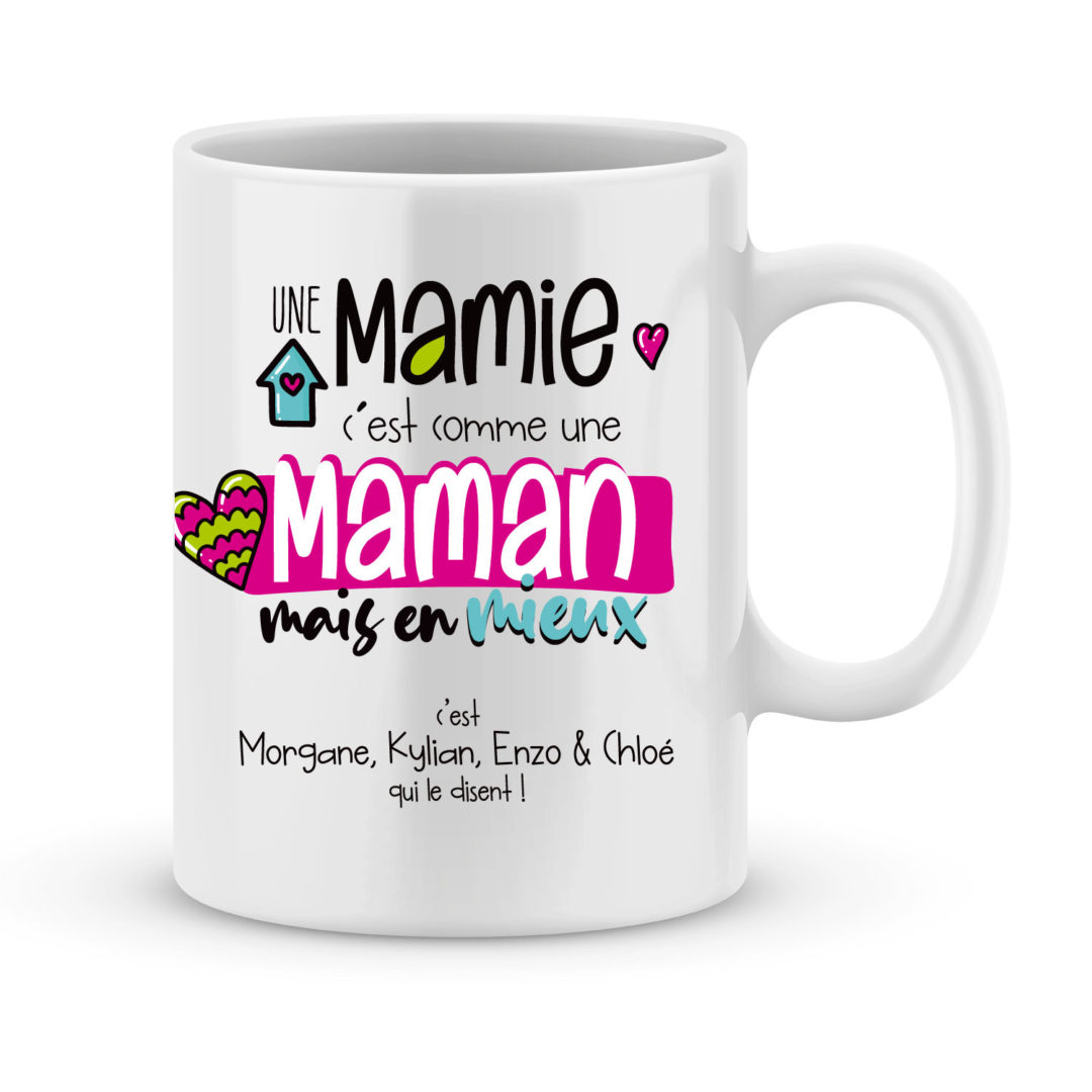 Cadeau fête des mamies Mug personnalisé maman et mamie en mieux