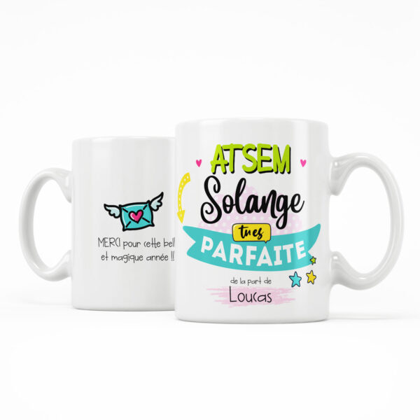 Cadeau pour atsem. Mug mon atsem elle est parfaite avec prénoms