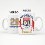 Mug Lyon OL Foot Ligue 1 à personnaliser avec prénom et numéro