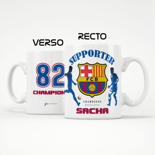 Mug FC Barcelone Foot Ligue 1 à personnaliser avec prénom et numéro