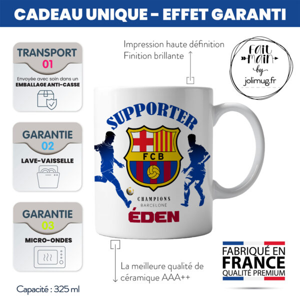 Mug FC Barcelone Foot Ligue 1 à personnaliser avec prénom et numéro