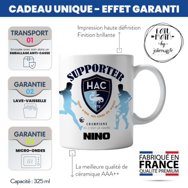 Mug Le Havre Foot Ligue 1 à personnaliser avec prénom et numéro