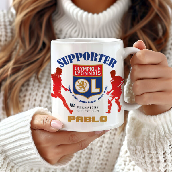 Mug Lyon OL Foot Ligue 1 à personnaliser avec prénom et numéro