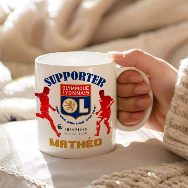 Mug Lyon OL Foot Ligue 1 à personnaliser avec prénom et numéro