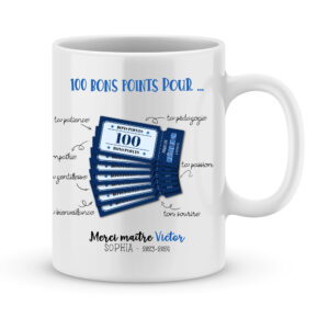 Cadeau personnalisé pour maître. Mug personnalisé bons points