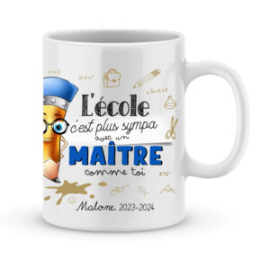 Cadeau pour maître d'école. Mug personnalisé pour un maître sympa