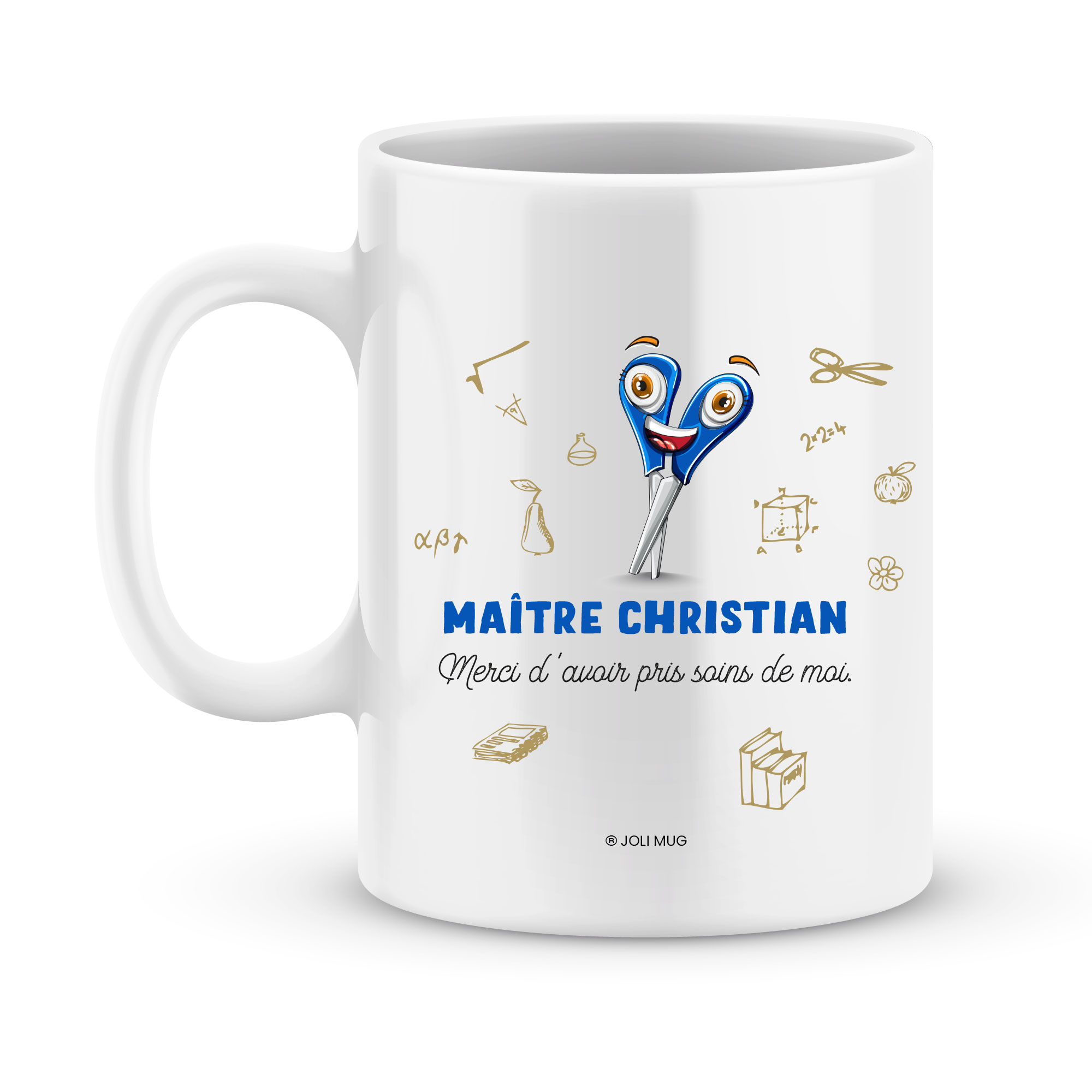 Cadeau pour maître d'école. Mug personnalisé pour un maître sympa