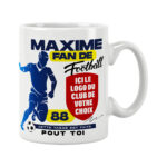 Mug foot logo au choix à personnaliser avec prénom et numéro