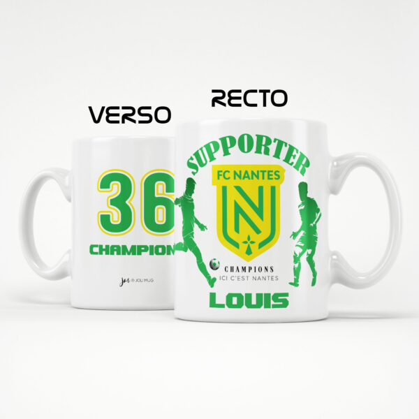 Mug Nantes Foot Ligue 1 à personnaliser avec prénom et numéro