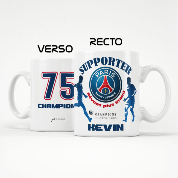 Mug PSG Foot Ligue 1 à personnaliser avec prénom et numéro