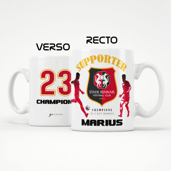 Mug Rennes Foot Ligue 1 à personnaliser avec prénom et numéro