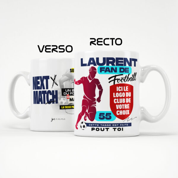 Mug foot logo au choix à personnaliser avec prénom et numéro