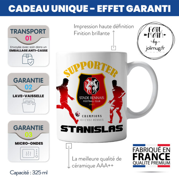 Mug Rennes Foot Ligue 1 à personnaliser avec prénom et numéro