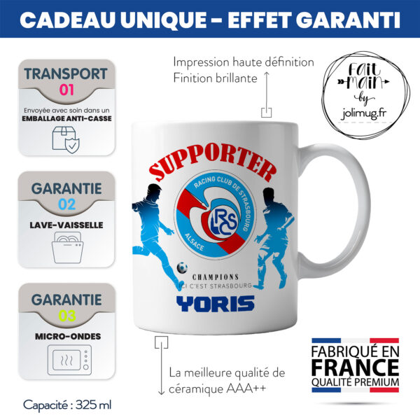 Mug Strasbourg Foot Ligue 1 à personnaliser avec prénom et numéro