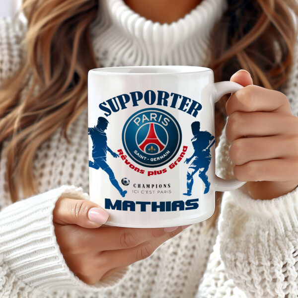 Mug PSG Foot Ligue 1 à personnaliser avec prénom et numéro