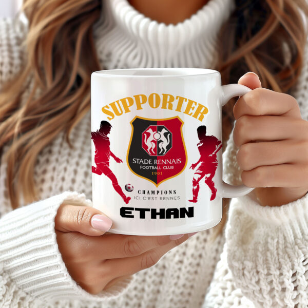 Mug Rennes Foot Ligue 1 à personnaliser avec prénom et numéro