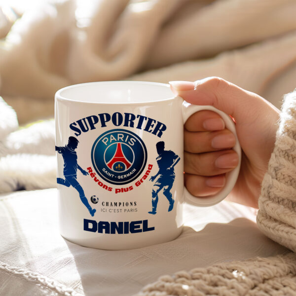 Mug PSG Foot Ligue 1 à personnaliser avec prénom et numéro